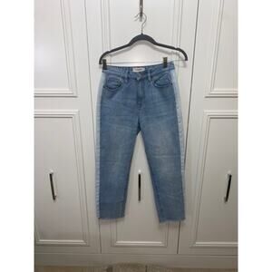PacSun Women's Mid Rise Cropped Distressed Mom Jeans Blue‎ Size 25